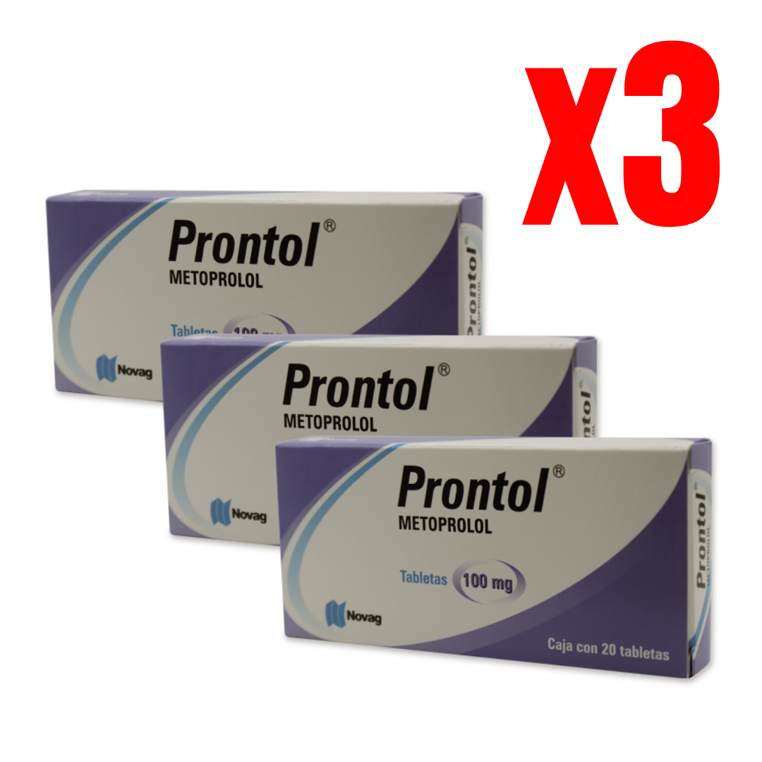 Oferta 3 Cajas de Metoprolol con 20 Tabs 100mg c/u